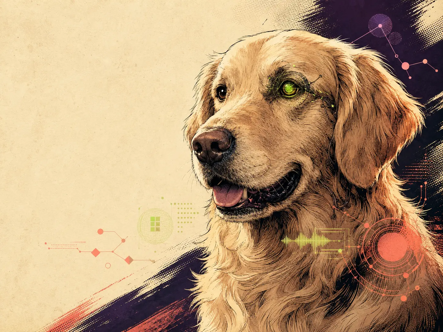 Nafis kibernetik ko‘zli golden retriever AI yordamchisi